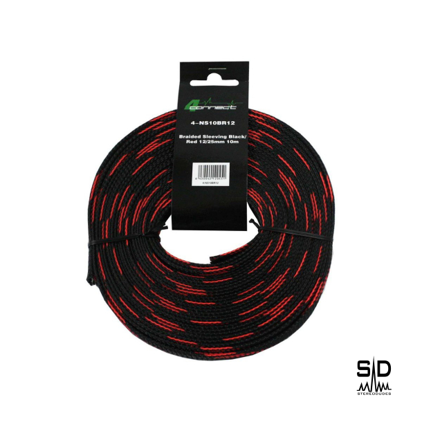 Nylonstrmpe  Rd/sort, 10 meter