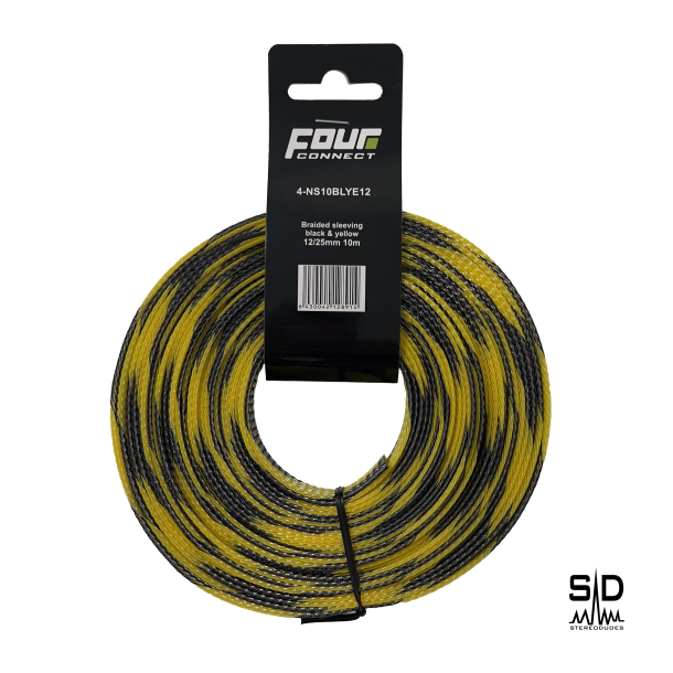 Nylonstr�mpe 12/25mm gul/sort, 10 meter